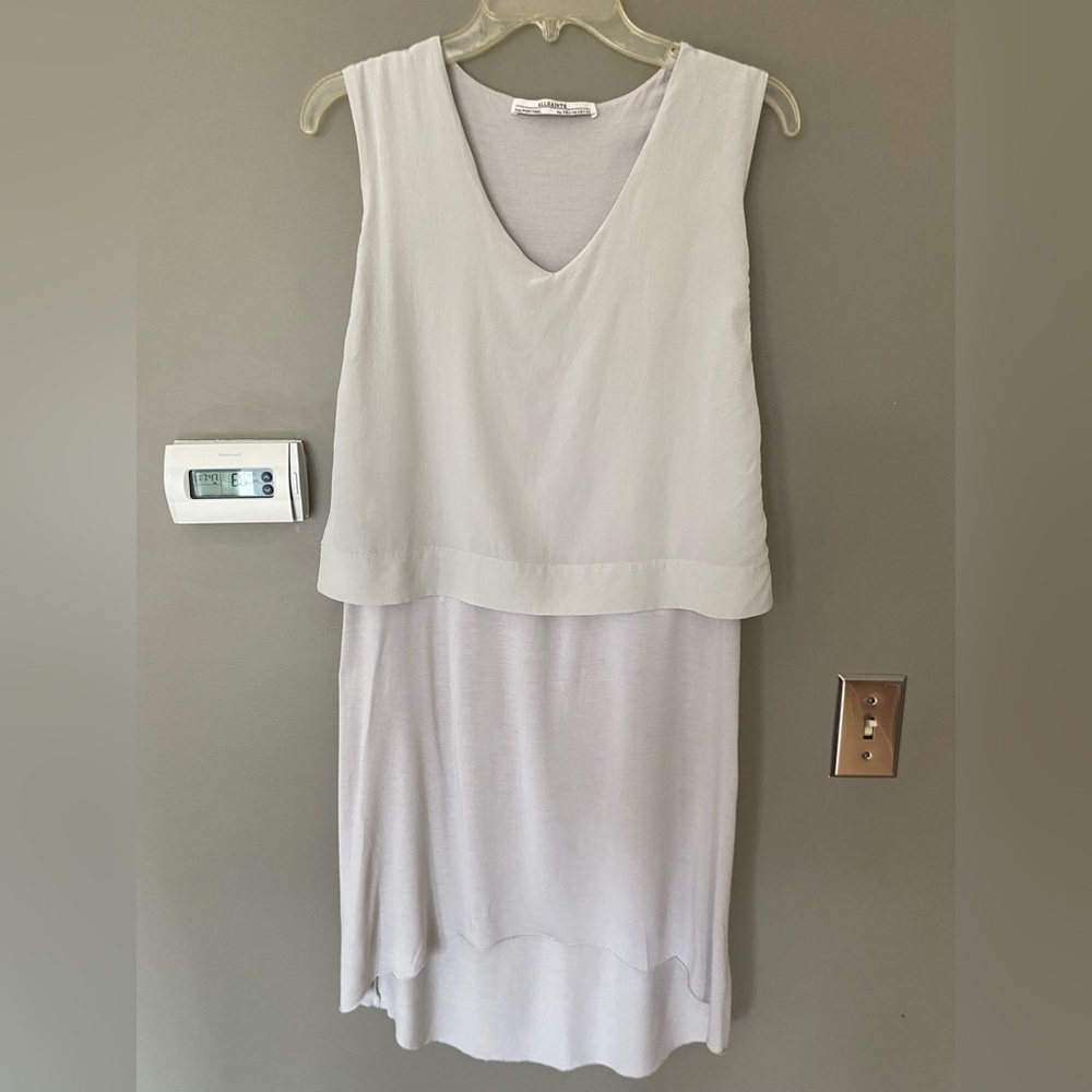 ALL SAINTS Sleeveless Silk & Viscose Tella High-Low Gray Midi Dress Size 2 - Picture 4 of 6